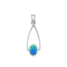 Load image into Gallery viewer, Sterling Silver Oxidized Blue Lab Opal Pendant-24mm