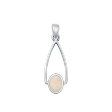 Load image into Gallery viewer, Sterling Silver Oxidized White Lab Opal Pendant-24mm