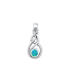 Load image into Gallery viewer, Sterling Silver Oxidized Celtic Style Blue Lab Opal Pendant