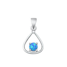 Load image into Gallery viewer, Sterling Silver Oxidized Blue Lab Opal Pendant-17.5mm