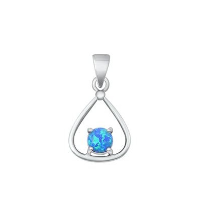 Sterling Silver Oxidized Blue Lab Opal Pendant-17.5mm