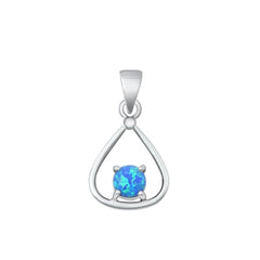 Sterling Silver Oxidized Blue Lab Opal Pendant-17.5mm