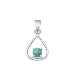 Sterling Silver Oxidized Genuine Turquoise Pendant-17.5mm