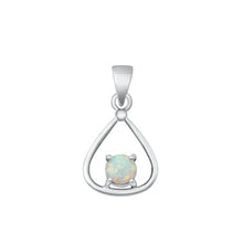 Load image into Gallery viewer, Sterling Silver Oxidized White Lab Opal Pendant-17.5mm