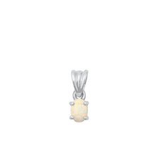 Load image into Gallery viewer, Sterling Silver Oxidized White Lab Opal Solitaire Pendant-7.2mm