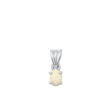 Sterling Silver Oxidized White Lab Opal Solitaire Pendant-7.2mm