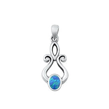 Load image into Gallery viewer, Sterling Silver Oxidized Blue Lab Opal Pendant-23.2mm