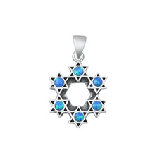 Load image into Gallery viewer, Sterling Silver Oxidized Blue Lab Opal Pendant-22.2mm
