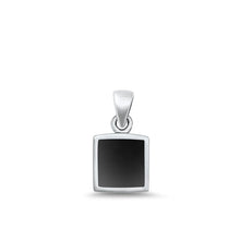Load image into Gallery viewer, Sterling Silver Oxidized Black Agate Square Pendant Face Height-11mm
