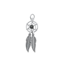 Load image into Gallery viewer, Sterling Silver Oxidized Onyx Dreamcatcher Stone Pendant-10 mm