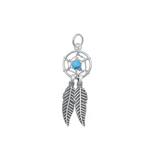 Load image into Gallery viewer, Sterling Silver Oxidized Turquoise Dreamcatcher Stone Pendant-10 mm