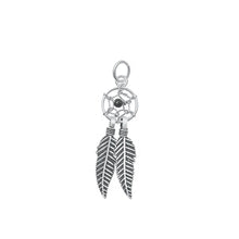 Load image into Gallery viewer, Sterling Silver Oxidized Onyx Dreamcatcher Stone Pendant