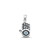 Sterling Silver Oxidized Hamsa Mother Of Pearl Pendant Face Height-16.5mm