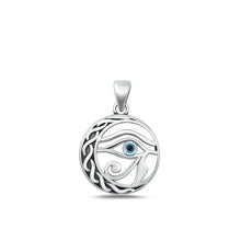 Load image into Gallery viewer, Sterling Silver Oxidized Evil Eye And Moon Mother Of Pearl Pendant Face Height-17.5mm