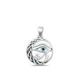 Sterling Silver Oxidized Evil Eye And Moon Mother Of Pearl Pendant Face Height-17.5mm