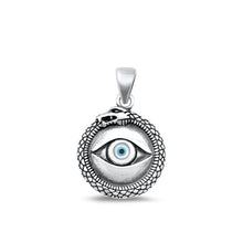 Load image into Gallery viewer, Sterling Silver Oxidized Mother Of Pearl Evil Eye And Snake Pendant Face Height-19mm