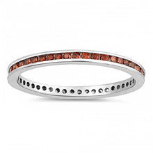 Load image into Gallery viewer, Sterling Silver Round Garnet Cubic Zirconia Eternity Ring