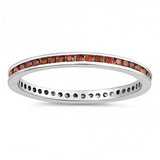 Sterling Silver Round Garnet Cubic Zirconia Eternity Ring