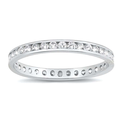 Sterling Silver Rhodium Plated Cubic Zirconia Eternity Ring