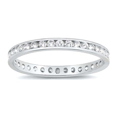 Sterling Silver Rhodium Plated Cubic Zirconia Eternity Ring