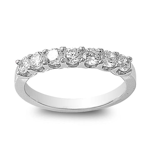 Sterling Silver Round Clear CZ RingAnd Face Height 4mm