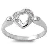 Sterling Silver Heart Shaped Clear CZ RingAnd Face Height 9mmAnd Band Width 2mm