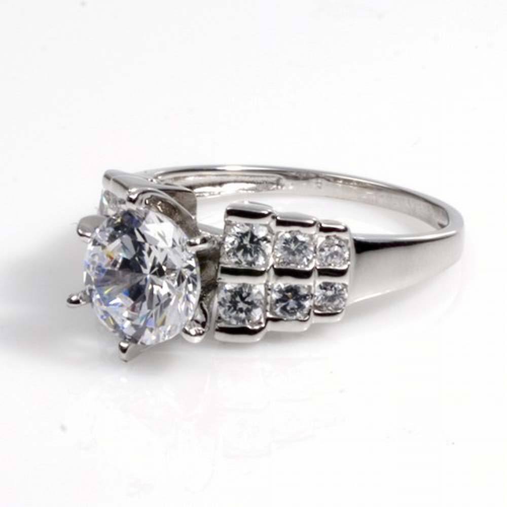 Sterling Silver Round Shaped Clear CZ Ring