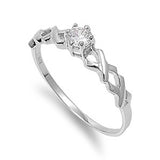 Sterling Silver Round And Infinity Shaped Clear CZ RingAnd Face Height 5mmAnd Band Width 1mm