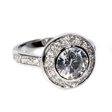 Load image into Gallery viewer, Sterling Silver Round Shaped Clear CZ RingsAnd Face Width 3mmAnd Band Width 14mm