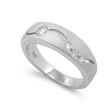 Load image into Gallery viewer, Sterling Silver Dome Wave Shaped Clear CZ RingAnd Face Width 7mmAnd Band Width 3mm