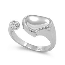 Load image into Gallery viewer, Sterling Silver Round And Dome Shaped Clear CZ RingAnd Face Width 3mmAnd Band Width 11mm