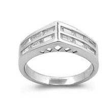 Load image into Gallery viewer, Sterling Silver Wave Shaped Clear CZ RingAnd Face Height 7mmAnd Band Width 3mm