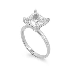 Load image into Gallery viewer, Sterling Silver Square Shaped Clear CZ RingAnd Face Height 11mmAnd Band Width 2mm