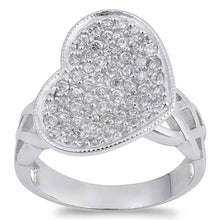 Load image into Gallery viewer, Sterling Silver Heart Shaped Clear CZ RingAnd Face Height 20mmAnd Band Width 4mm