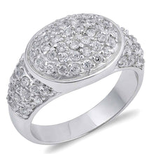 Load image into Gallery viewer, Sterling Silver Dome Oval Shaped Clear CZ RingAnd Face Height 13mmAnd Band Width 4mm