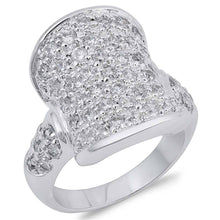 Load image into Gallery viewer, Sterling Silver Concave Shaped Clear CZ RingAnd Face Height 20mmAnd Band Width 4mm