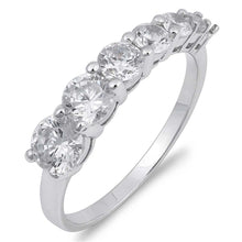 Load image into Gallery viewer, Sterling Silver Round Journey Shaped Clear CZ RingAnd Face Height 5mmAnd Band Width 2mm