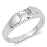 Sterling Silver Rectangle Shaped Clear CZ RingAnd Face Height 5mm