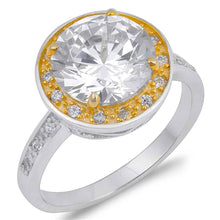 Load image into Gallery viewer, Sterling Silver Round Shaped Yellow And Clear CZ RingAnd Face Height 14mmAnd Band Width 3mm