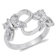 Load image into Gallery viewer, Sterling Silver Butterflies Shaped Clear CZ RingAnd Face Height 13mmAnd Band Width 3mm