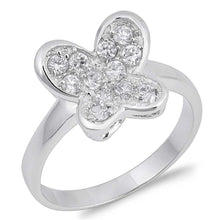 Load image into Gallery viewer, Sterling Silver Butterfly Shaped Clear CZ RingAnd Face Height 11mmAnd Band Width 2mm