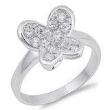 Sterling Silver Butterfly Shaped Clear CZ RingAnd Face Height 11mmAnd Band Width 2mm