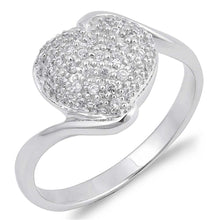 Load image into Gallery viewer, Sterling Silver Heart Shaped Clear CZ RingAnd Face Height 13mmAnd Band Width 2mm