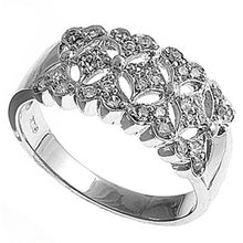 Load image into Gallery viewer, Sterling Silver Diamond Cut Shaped Clear CZ RingAnd Face Height 9mmAnd Band Width 4mm