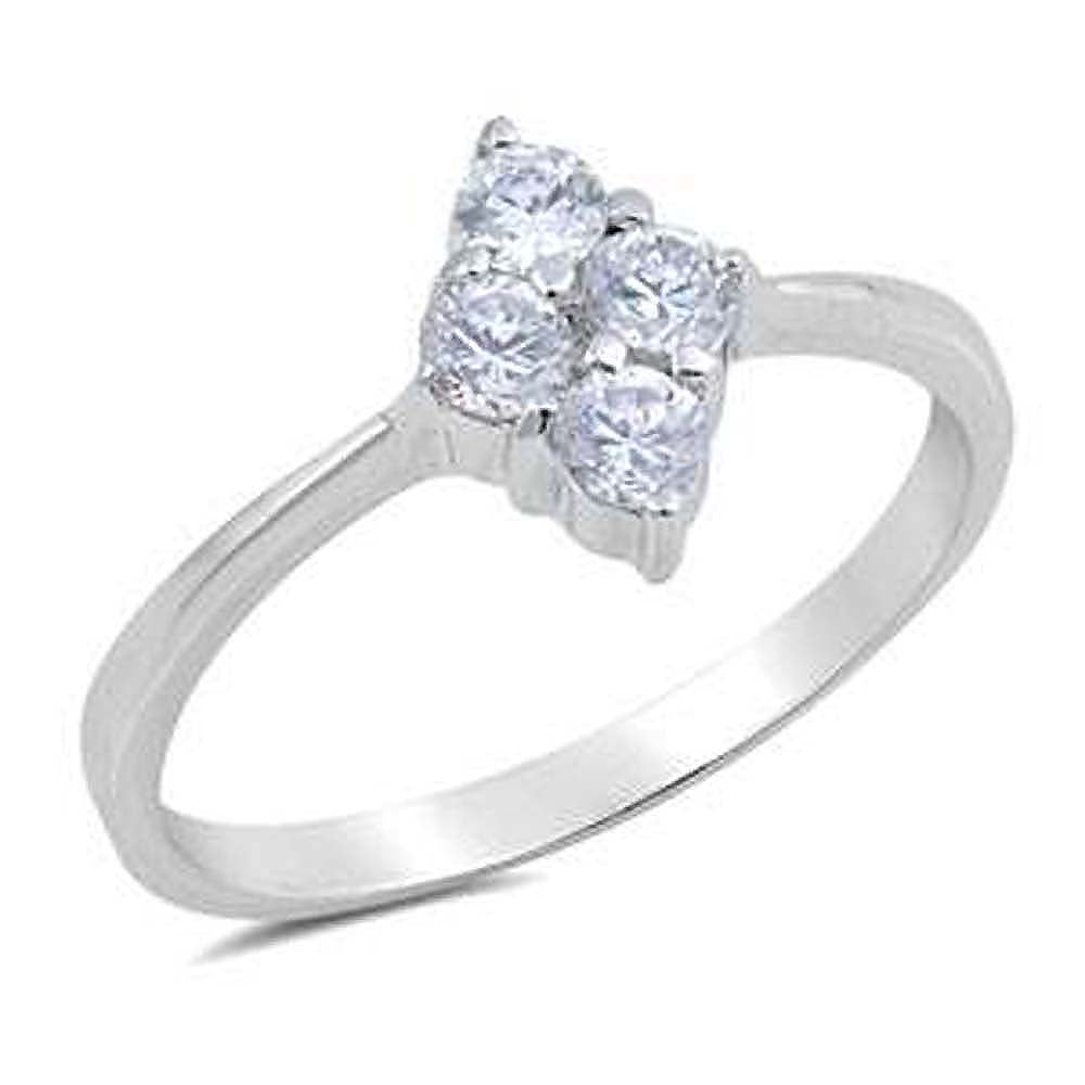 Sterling Silver Diamond Cut Shaped Clear CZ RingsAnd Face Height 11mmAnd Band Width 2mm