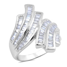 Load image into Gallery viewer, Sterling Silver Curves Shaped Clear CZ RingsAnd Face Height 26mmAnd Band Width 3mm