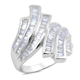 Sterling Silver Curves Shaped Clear CZ RingsAnd Face Height 26mmAnd Band Width 3mm