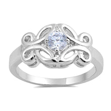 Load image into Gallery viewer, Sterling Silver Round And Butterfly Shaped Clear CZ RingAnd Face Height 10mmAnd Band Width 2mm