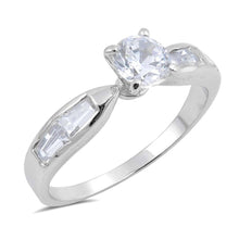 Load image into Gallery viewer, Sterling Silver Round Shaped Clear CZ RingsAnd Face Height 6mmAnd Band Width 2mm