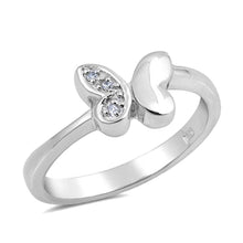 Load image into Gallery viewer, Sterling Silver Butterfly Shaped Clear CZ RingsAnd Charm Height 9mmAnd Band Width 3mm